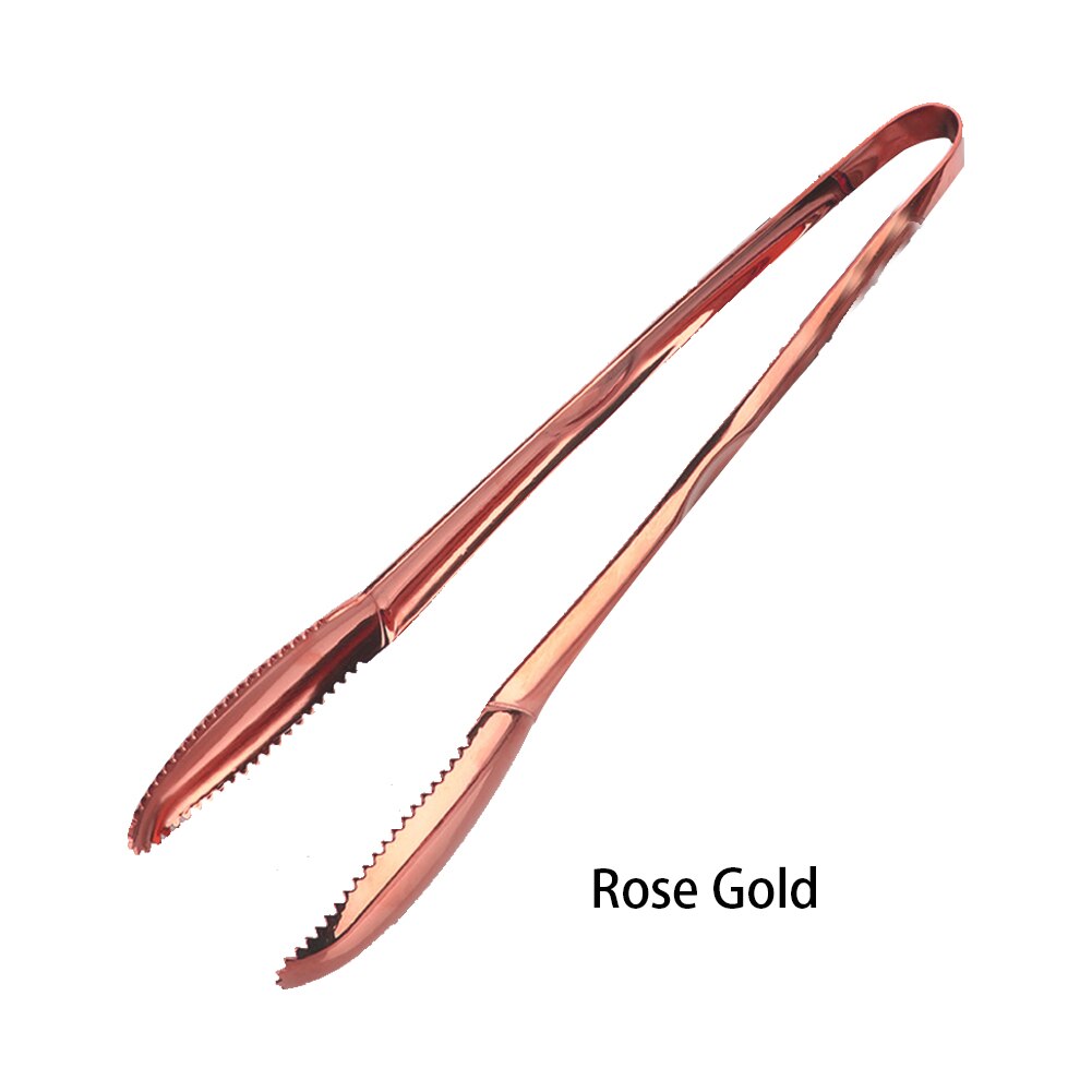 Kitchen Tongs Stainless Steel Food Tongs Golden Bread Clamp Salad Clip Baking Pastry BBQ Kitchen Cooking Utensils: Rose Goid