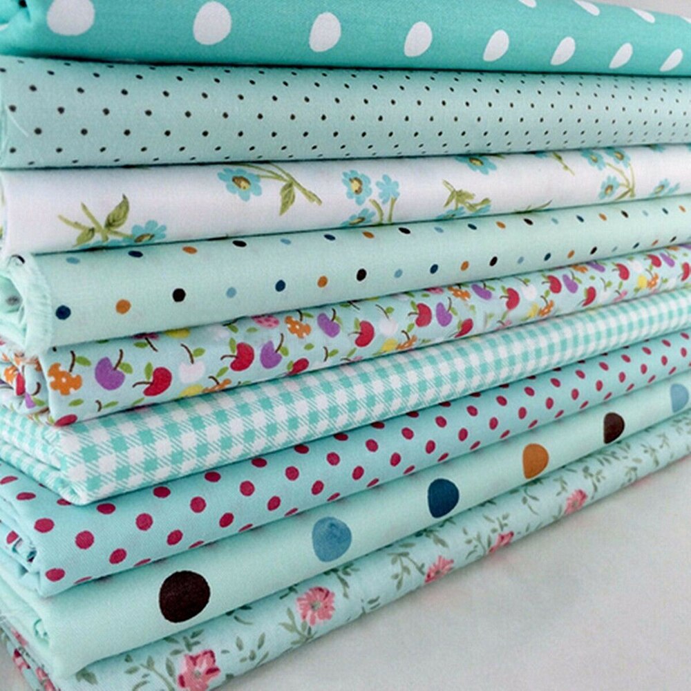 Nice Handmade 9pcs DIY Cotton Fabrics Patchwork Group Plain Square Cotton Cloth DIY Manual Floral Pattern Cloth 25*25cm