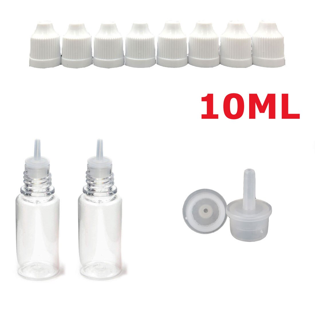50PCS X 3ML-100ML PET Clear Dropper Bottles Empty Plastic Juice Eye Liquid Refillable Containers with Black Caps Dropper Tips: 10ML x 50PCS