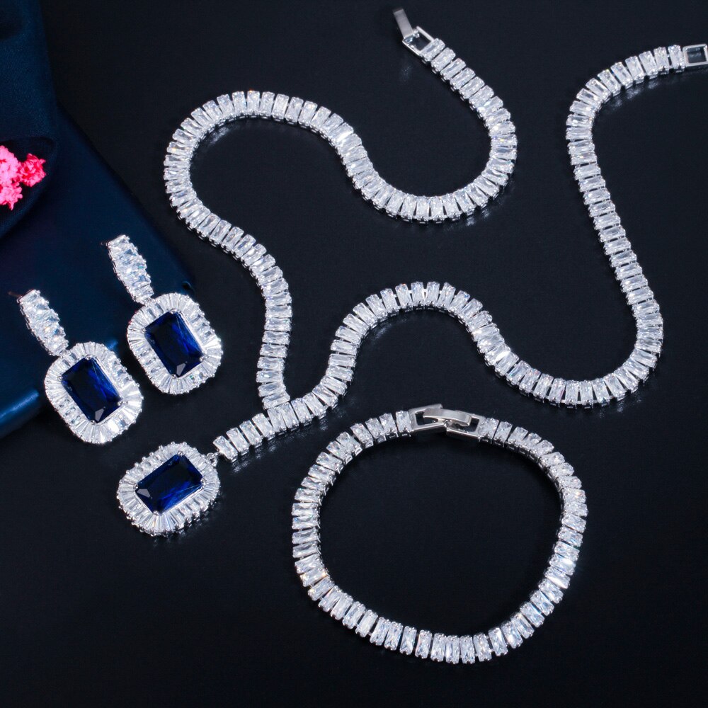 CWWZircons – ensemble de bijoux pour femmes, accessoires de Costume, en zircone cubique de dubaï, pour soirée et mariage, Noble, T508