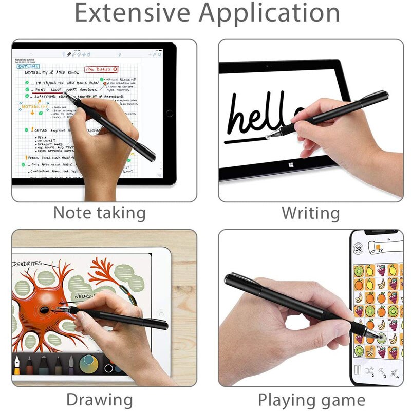 2 in 1 Precision Series Disc Stylus Drawing Touch Pen with 2 Replaceable Disc Tips and 1 Fiber Tip for All Touch Screen Devices