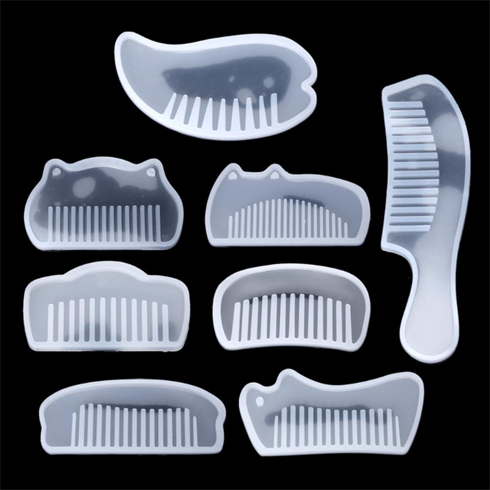 Moldes de resina epoxi de molde de Peine de silicona transparente 3D para DIY, herramientas de fabricación de joyas, suministros de artesanía a mano