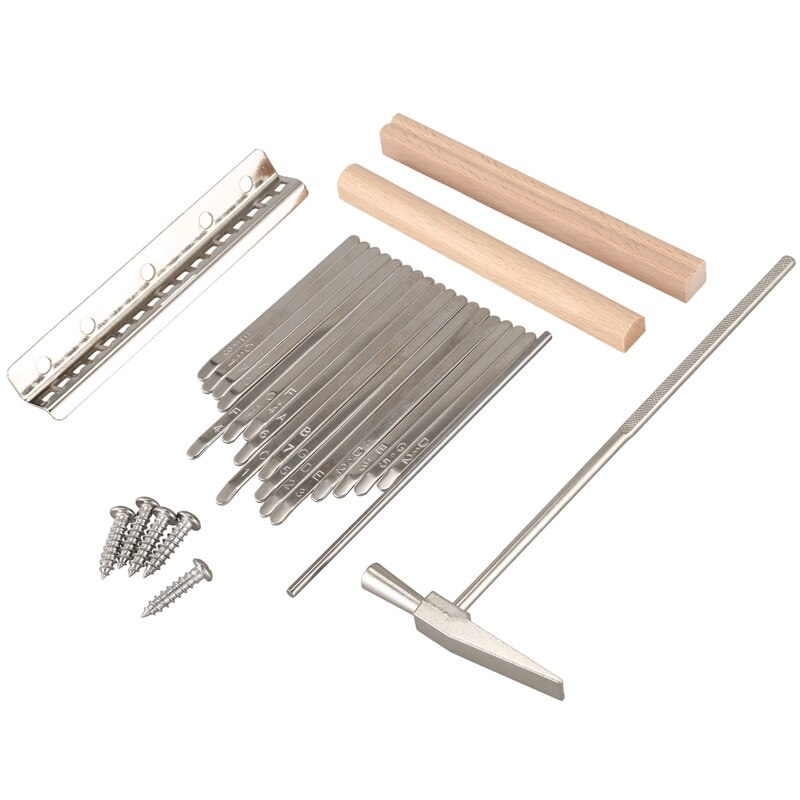 17 toetsen kalimba duim vinger piano diy toetsen + brug + stemhamer set muziekinstrument onderdelen accessoires: Default Title
