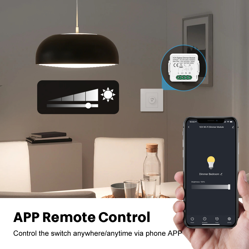 Avatto tuya smart zigbee dimmer switch modul ,1/2 gäng dimbar ljus switch app fjärrkontroll arbeta med alexa google home