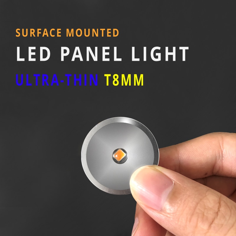 Ultratynd led spot lys 12v 1w d32 xh 8mm super mini overflademonteret køkken vitrine skab panel lamper små gør-det-selv spots
