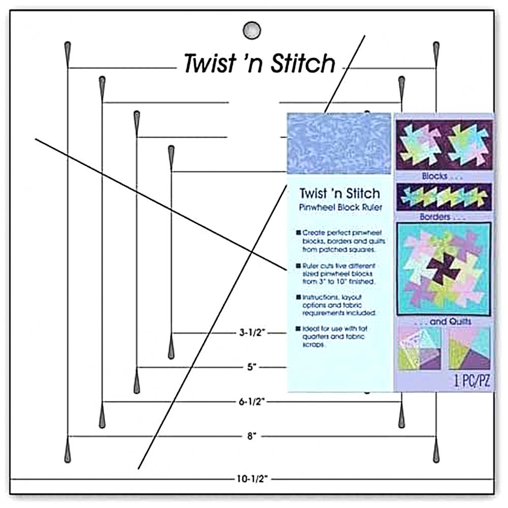 Transparent Plastic Twist'n Stitch Ruler Pinwheel Block Sewing Quilting Template Windmill Stitching Cutting Rulers DIY Supplies