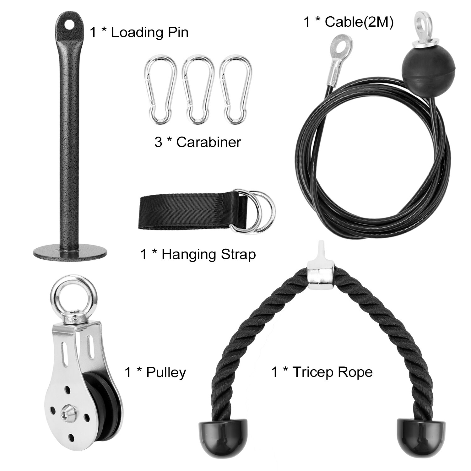 Fitness gør-det-selv remskive kabel maskine fastgørelsessystem læssestift løft gym træning arm biceps triceps håndtræningsudstyr