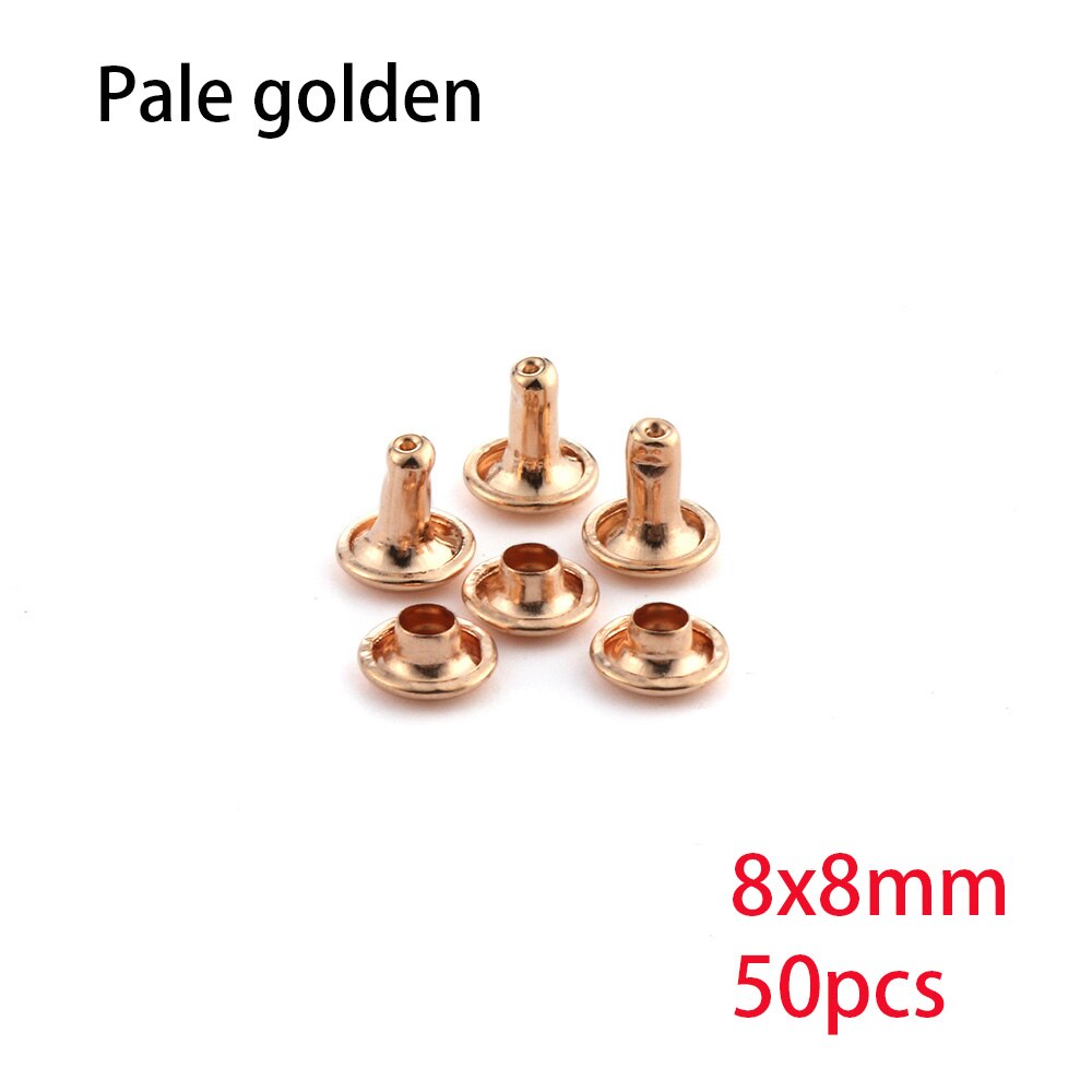 50PCS Spikes Studs Double-Sided Screw Rivets Spike for Shoes Belt Bag Crafts DIY Sewing Garment Bracelet Leathercraft Accessory: gold-8X8mm