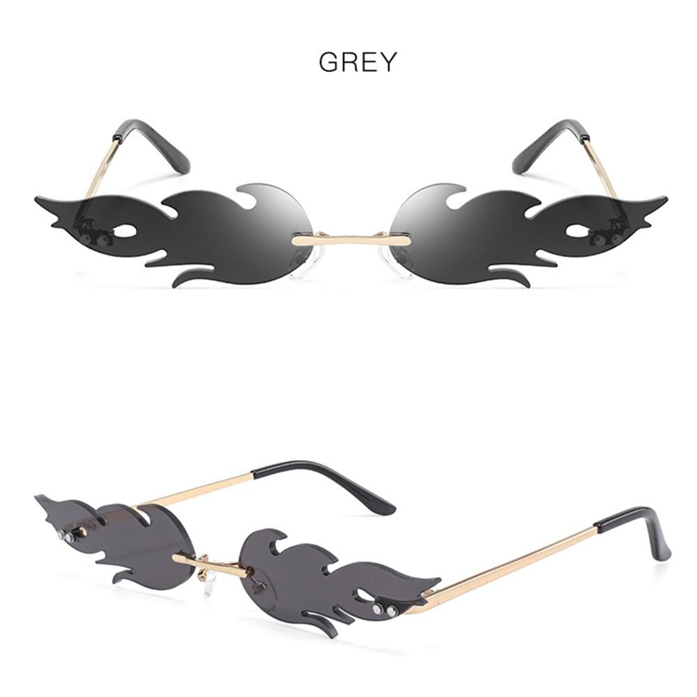 Okulary przeciwsłoneczne ogień bez oprawek fala okulary przeciwsłoneczne ogień płomień okulary Streetwear okulary robić jazdy samochodem modny wąska moda UV 400 Eyew: szary