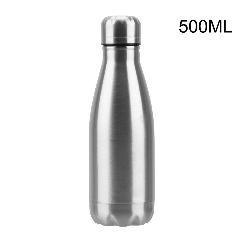 Hilife 350Ml 500Ml 750Ml 1000Ml Koud Water Cola Fles Roestvrij Staal Enkele Muur Water Fles: 500ML