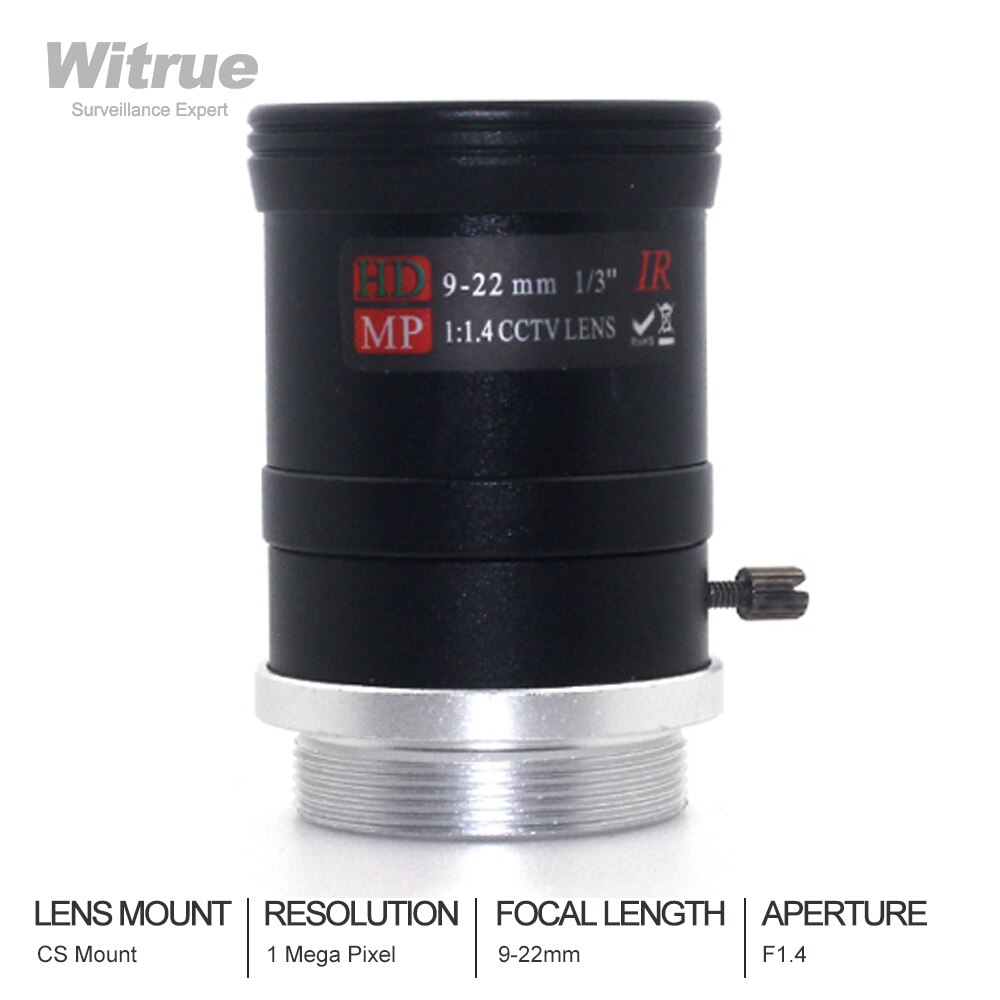 Witrue 9-22Mm Hd Mp Varifocale Cctv Lens Cs Mount Met Handmatige Iris F1.4 Voor Surveillance Beveiliging Ip camera
