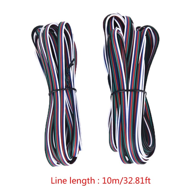 10m/33ft 4-pin LED Electric Line - Extension Cable Cord Wire for RGB LED Strip Lights 5050 3528, 22 AWG G8TB