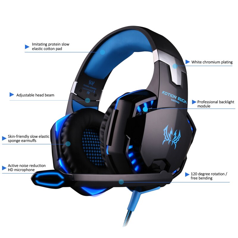 G2000 Oranje Gaming Headset Diepe Bas Stereo Casque Bedrade Hoofdtelefoon Gloeiende Oortelefoon Met Microfoon Voor PS4 Xbox Pc Laptop