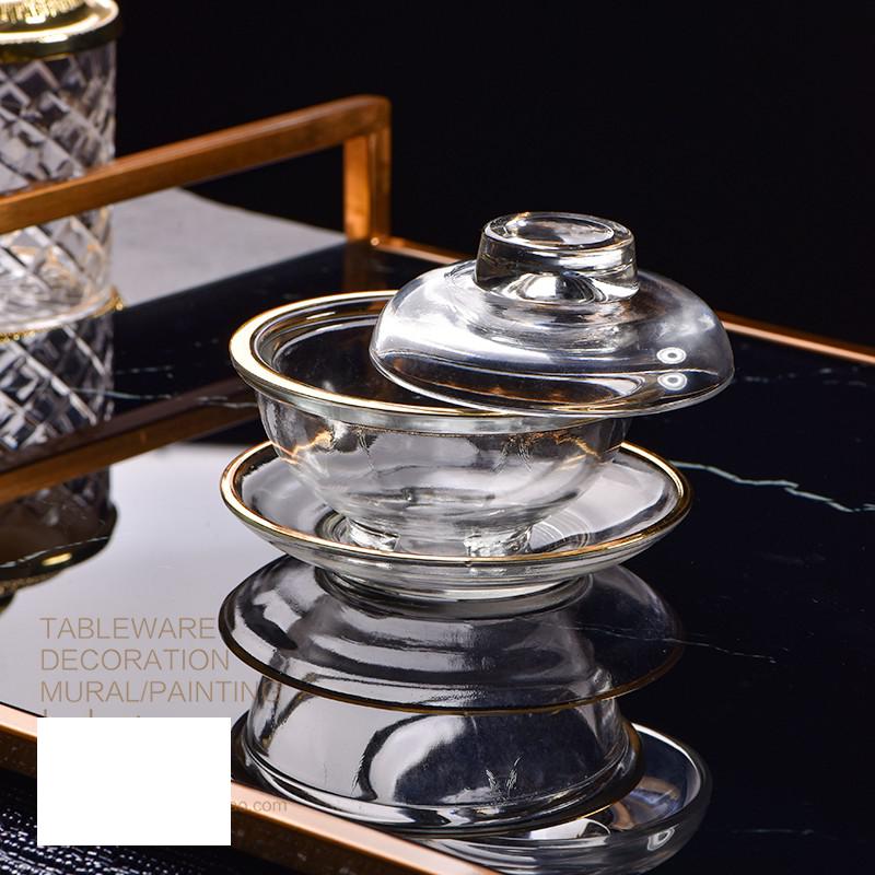 Krystal tekande kop sæt glas drinkware kop med guld indlagt kaffe kopper