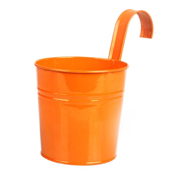 Dejlige hængende krukker metal jern urtepotte hængende gård balkon have plante planter holdbart hjem bil dekoration 10 farver: Orange