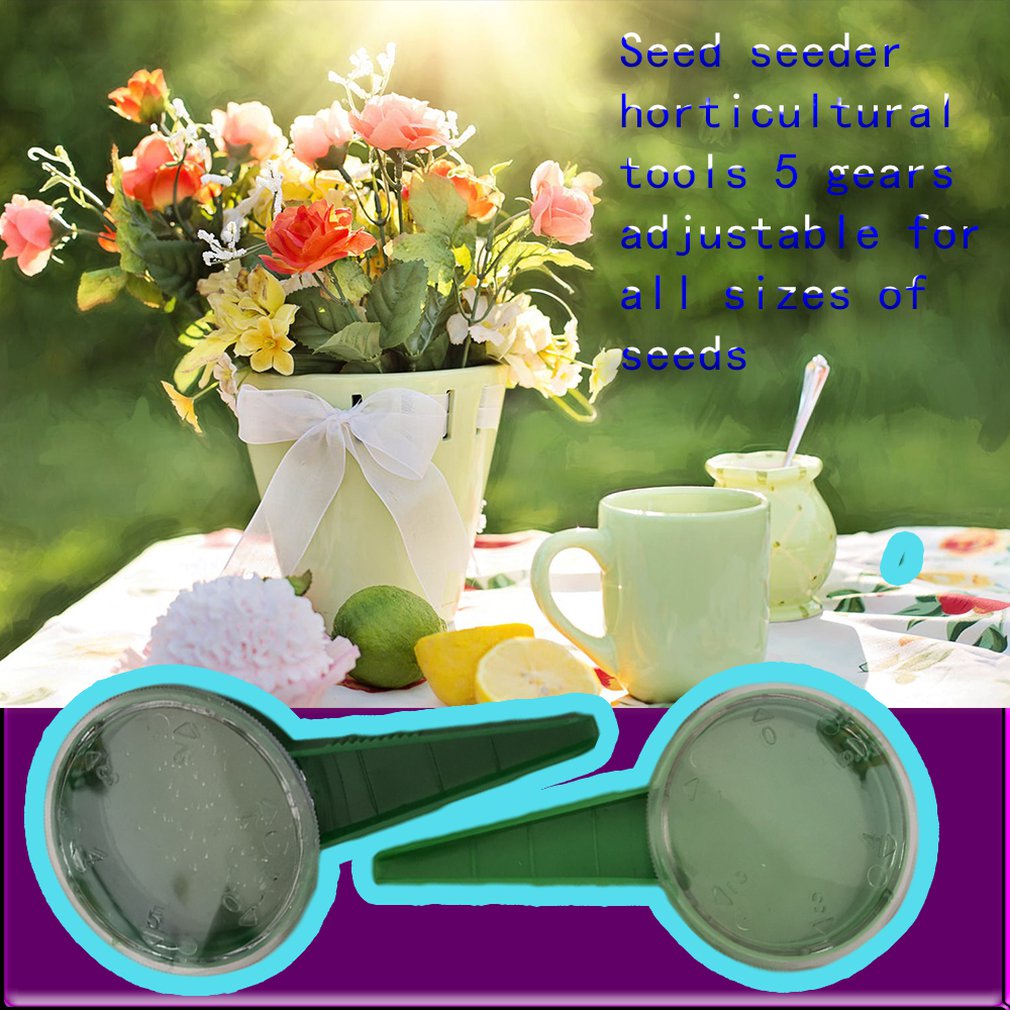 Seed Spreader Seed Planter Green Dispenser Tool with Hand Held 5 Dial Seed Seeder for Garden Flower Vegetable