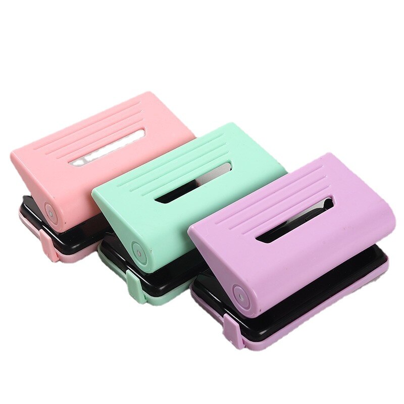 Office Cute Two-hole Labor-saving Puncher with Ruler Ring To Collect Debris and Easy To Clean Loose-leaf Punching Supplies