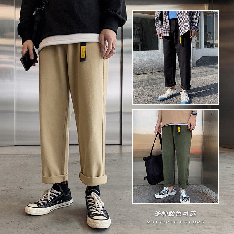 Cool herre stil løse store ben lige student jeans bukser point far brede ben casual bukser