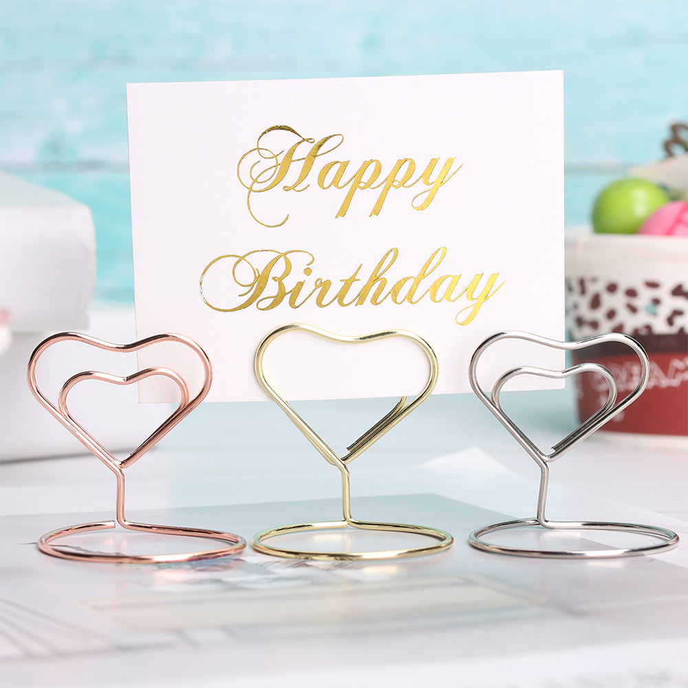 1PC Romantic Diamond Shape Photos Clips Holder Metal Clamps Stand Wedding Party Desktop Decorations Place Card Holder Supplies