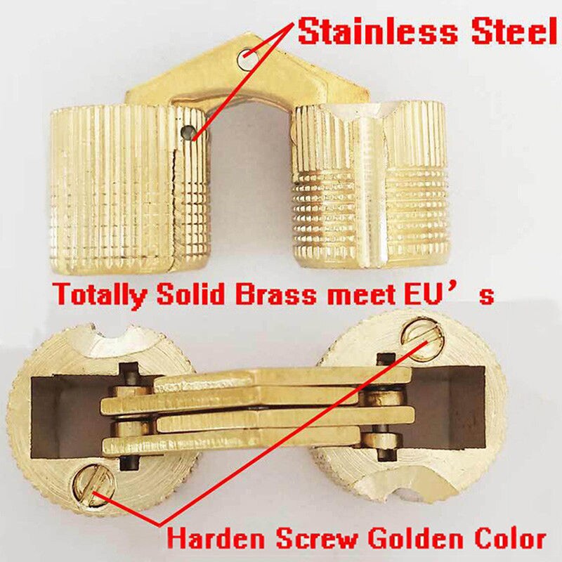 1/4pcs 8-18mm Copper Barrel Hinges Cylindrical Hidden Cabinet Concealed Invisible Brass Hinges Mount Door Furniture Hardware