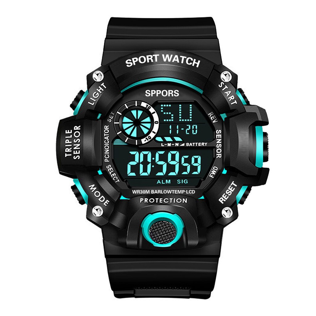 Reloj electrónico deportivo multifunción, pulsera con pantalla grande negra, calendario, alarma semanal, Neutral, # P2