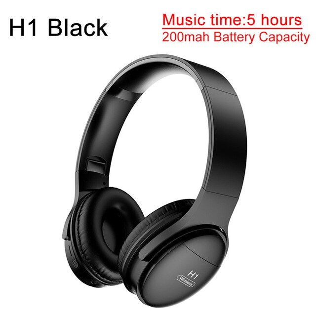H1 Pro Bluetooth Headphones HIFI Stereo Wireless Earphone Gaming Headsets Over-ear Noise Canceling with Mic Support TF Card: H1 Black