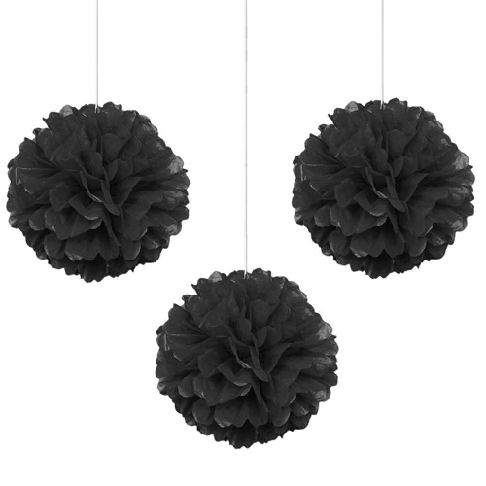 Papel pompones con flores ornamento de vid 25 Cm-Negro