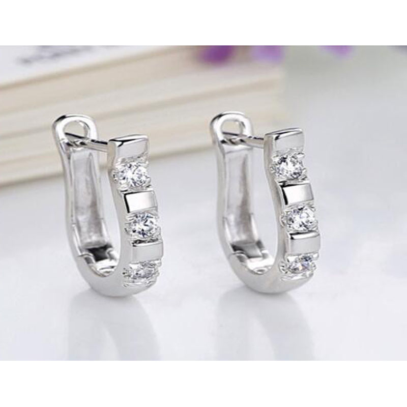 Pendientes 925 Sterling Zilveren Oorbellen Harp Zirkoon Studs Paard Schoen Oorbellen Voor Vrouwen oorbellen boucle d' oreille