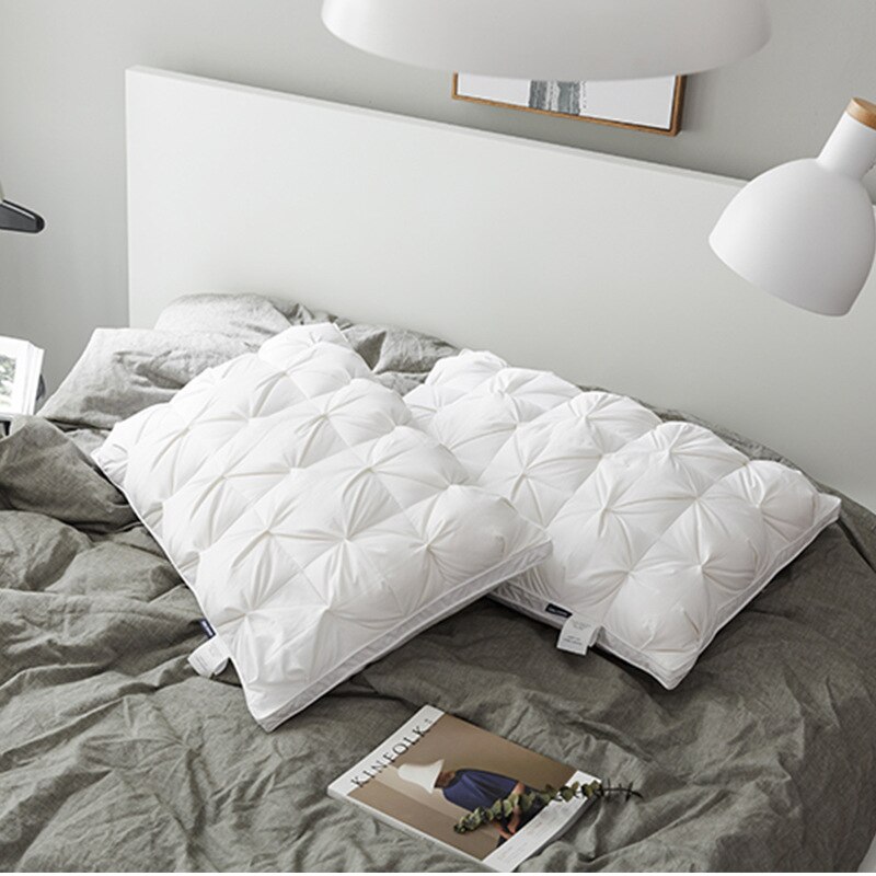 Down Pillow 100% White Goose Feather Pillow Core Five-star Hotel Cotton Single Cervical Vertebra Support Sleep Pillow