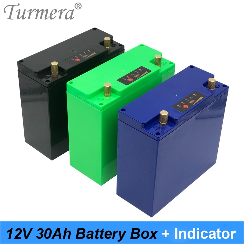Turmera 12V 30Ah Battery Box Storage Case with Capacity Indicator Build 48Piece 18650 Battery for Uninterrupted Power Supply 12V