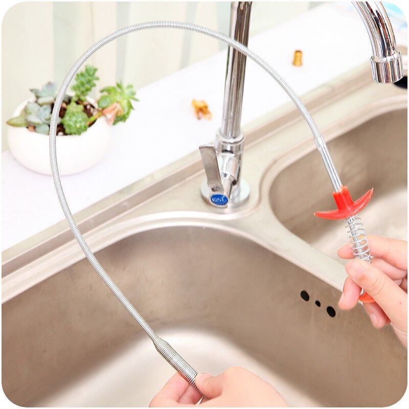 2.5m Flexible Sink Claw Pick Up Kitchen Cleaning Tools Pipeline Dredge Sink Hair Brush Cleaner Bend Sink Tool With Spring Grip