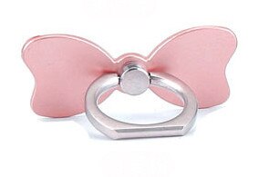 Bow Shape 360 Degree Metal Ring Finger Stand Bracket Holder For Smart Phone For iPhone6/6s/7 plus/8 for Samsung Huawei: Pink