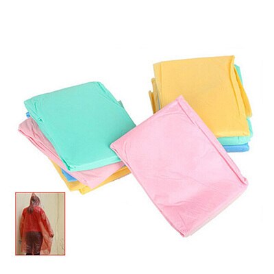 Hood Poncho Camping Plastic Regenjas Wegwerp Adult Emergency Waterdichte Regenjas Voor Vrouwen Mannen Willekeurige Kleur 116Cm