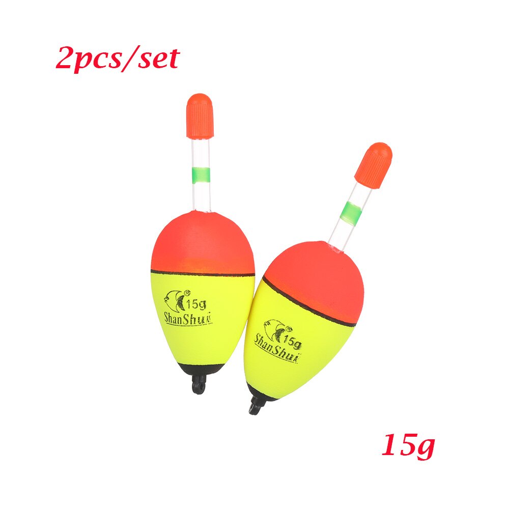 2 stk eva lysende flydende flydere havklippefiskeri slående hårde maveflydere 5g/8g/10g/15g/20g/30g/40g/50g/60g/70g/80g: 15g