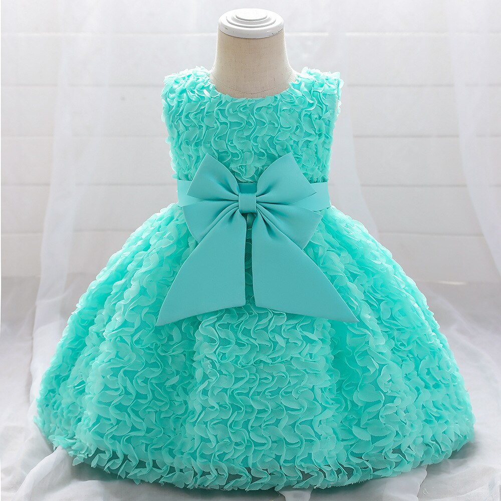 Vestido de baile verde para niña, bata de bautizo para bebé, vestido de primer cumpleaños, ropa para niña pequeña