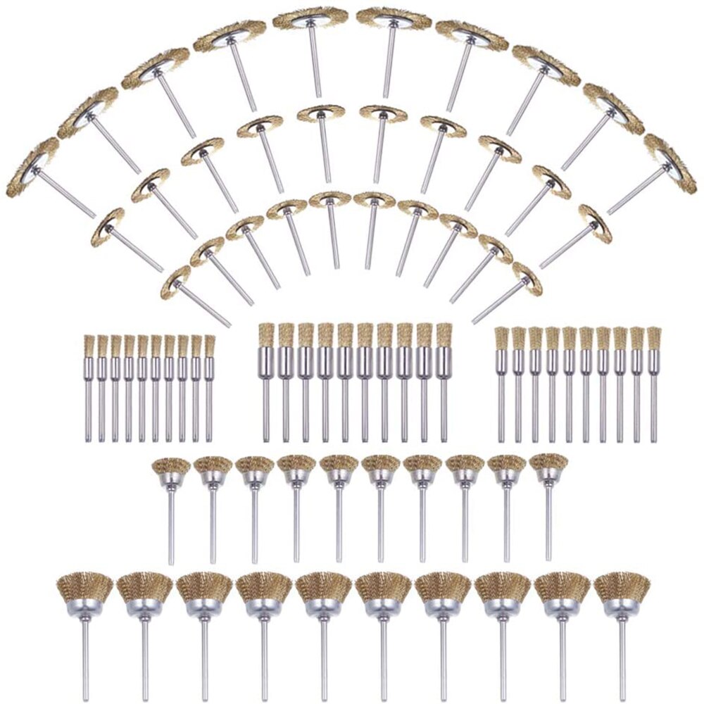 Brass Brush Wire Wheel Brushes Die Grinder Rotary Electric Tool for Engraver Pen-Shape Bowl-Shape T-Shape Brushes Set Kit