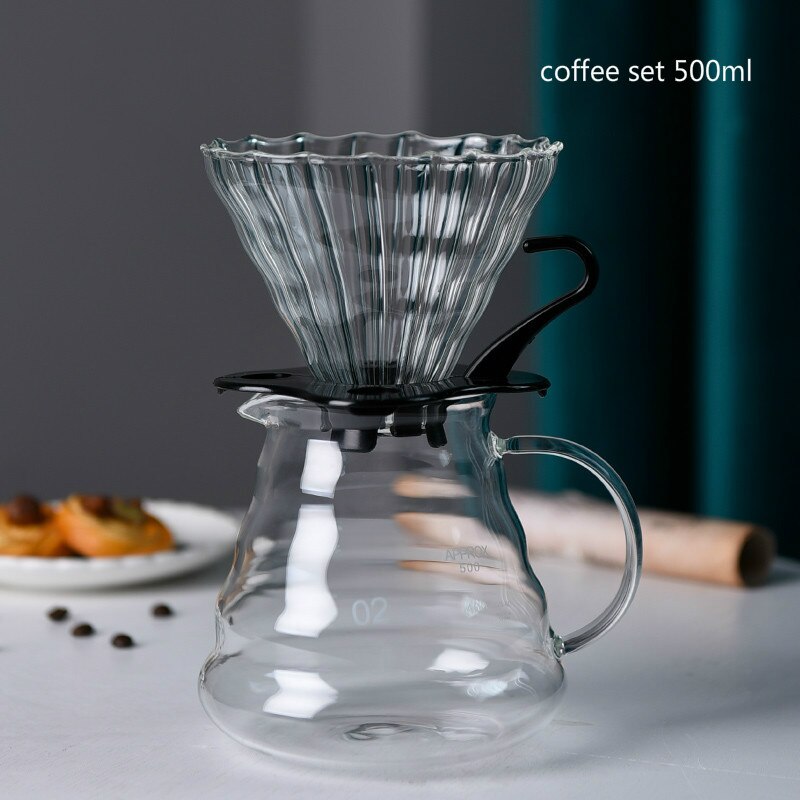 Juego de cafetera con filtro triangular V60, utensilio de punzonado manual para hacer té, caja de para el hogar, ideal para regalar a cafetería: Coffee set 500ml