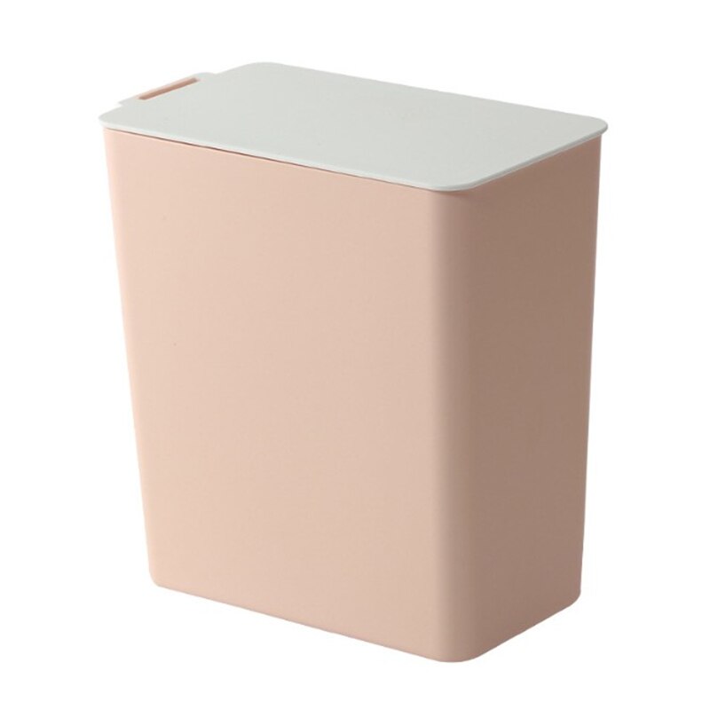 mini trash can desktop small trash can office trash supplies trash can plastic trash: Pink
