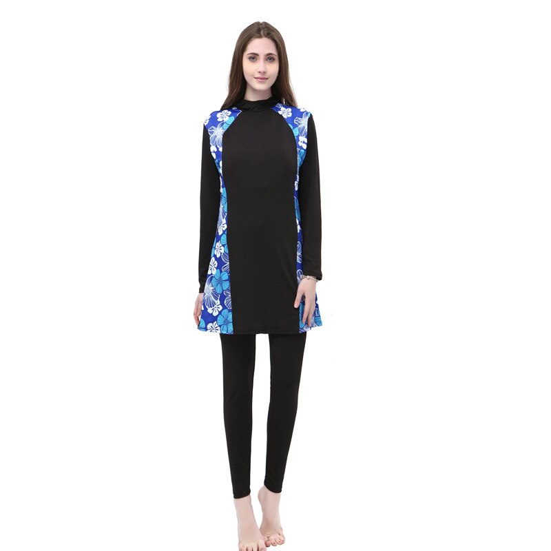 2020 solido Abbigliamento Spiaggia Per Musulmani Conservatore Costume Da Bagno Due Pezzi Set A Maniche Lunghe Trousersmuslim di Usura Per le donne S-5XL di ALTA Elasticità