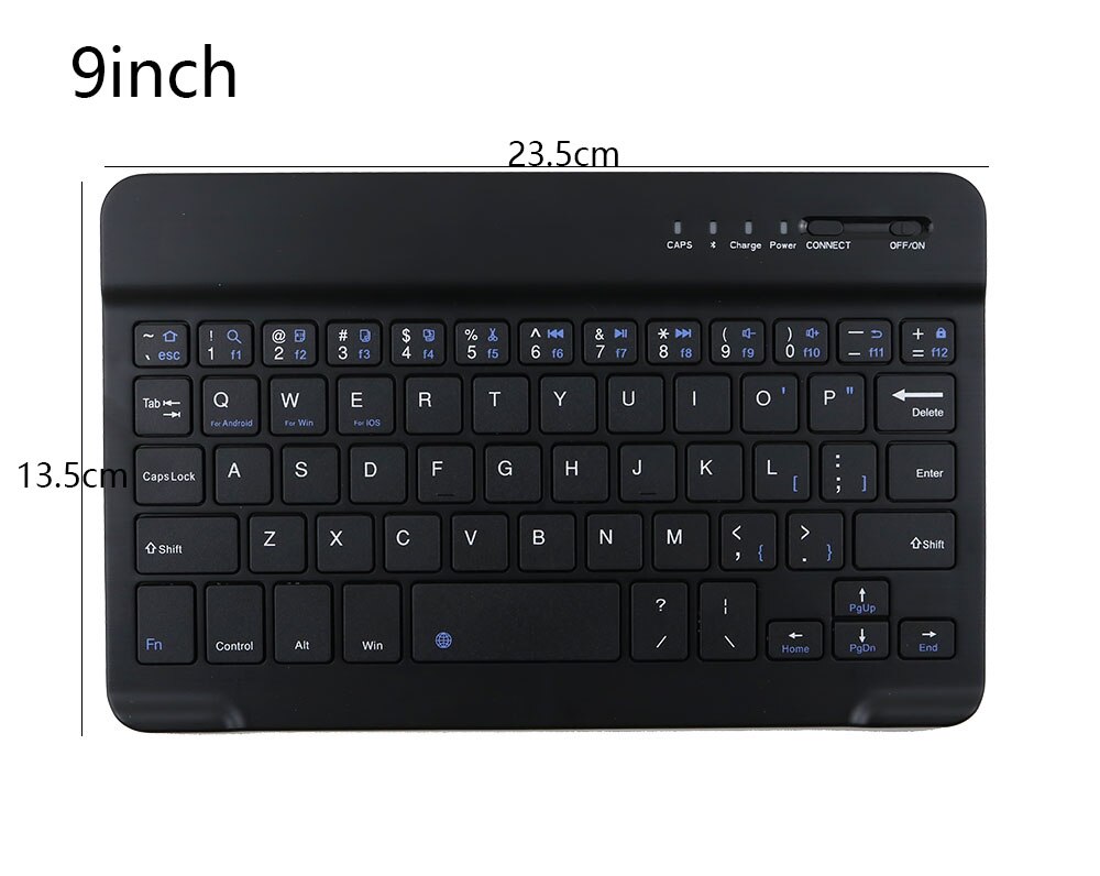 Mini Ultra Slim Wireless Bluetooth Keyboard 7/9/10 Inch Bluetooth 3.0 Keyboard For Ipad Phone Tablet With Windows/Android/iOS: 9 inch Black