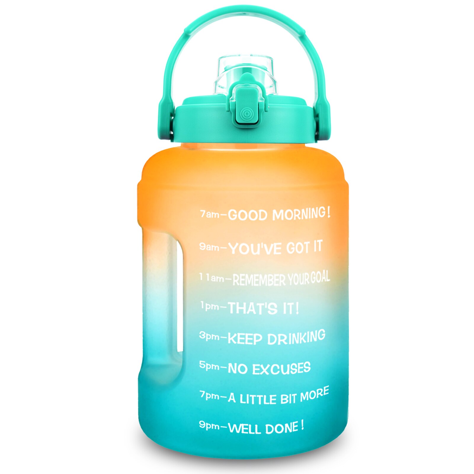 BuildLife 1 galon butelka wody 2.5L 3.78L motywacyjny z markerem czasu sport szczelne szerokie usta duży dzbanek BPA Free Fitness: 3.78L 128oz / OrangeA-Green