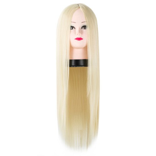 Fei-show-peluca negra sintética resistente al calor, pelo largo y liso, línea media, disfraz, Cosplay, 26 pulgadas, peluquín para y salón: Blonde