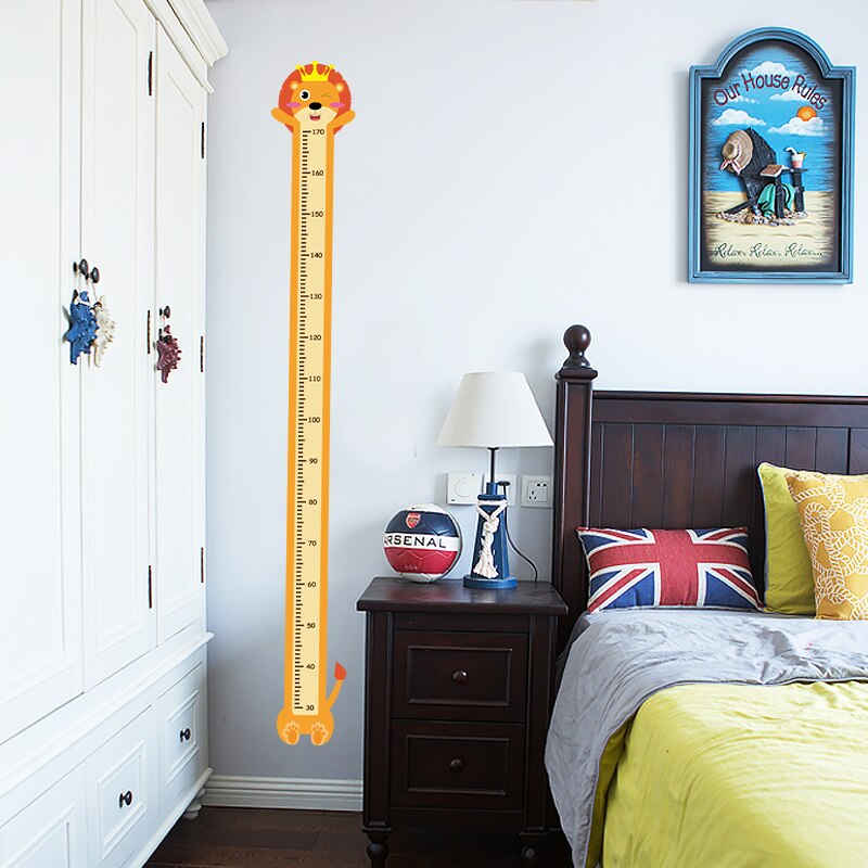Aftagelig tegneserie dyr wallsticker børn barn vækst højde måle diagram bord abe hund kanin løve børneværelse indretning