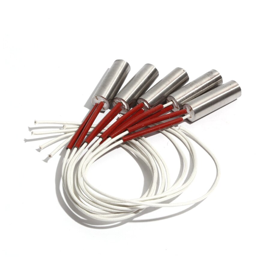 Tube chauffant électrique cylindrique 304SUS, 5 pièces, 20mm de diamètre, 50 ~ 60mm de longueur, double radiateur tubulaire à une tête, 310/320/340/360/370W