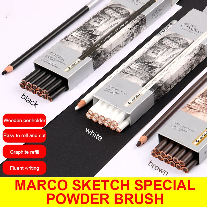 Charcoal Pencil White Charcoal High Light Pen Sketching Pencils Art Supplies Drawing Pencil Soft Medium Hard Charcoal Pencil