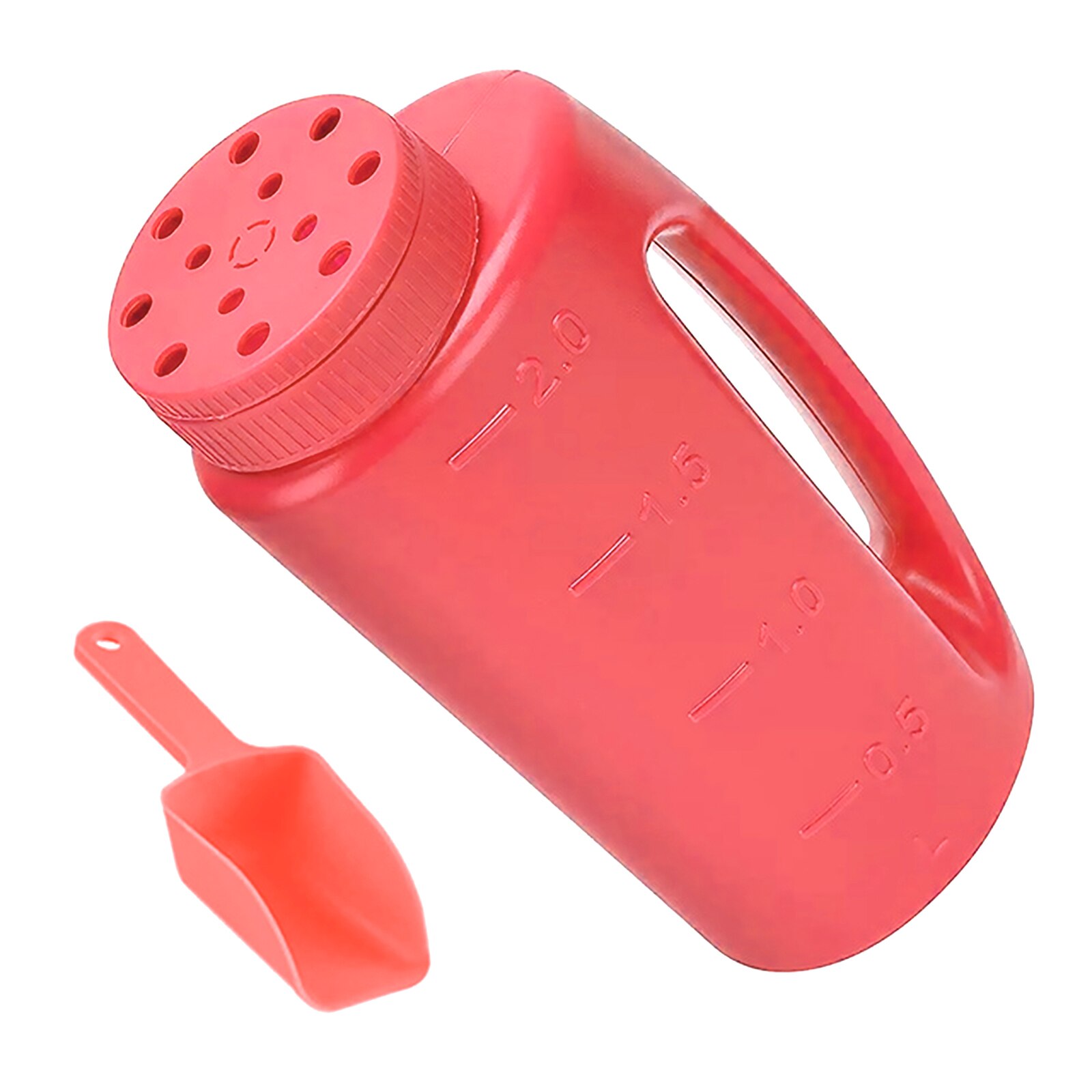 Handheld Spreader Fertilizer bottle Adjustable Hole Size Garden Farm Backyard Seed Spreader Sprinkler Salt Shaker Ice Melt: Red