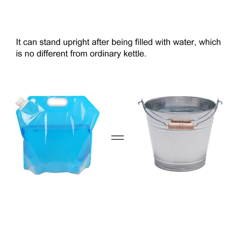 5 / 10L Foldable Water Bag Canister PE Tasteless Safety Seal Lightweight Drinking Water Storage Bag Outdoor Water Bag