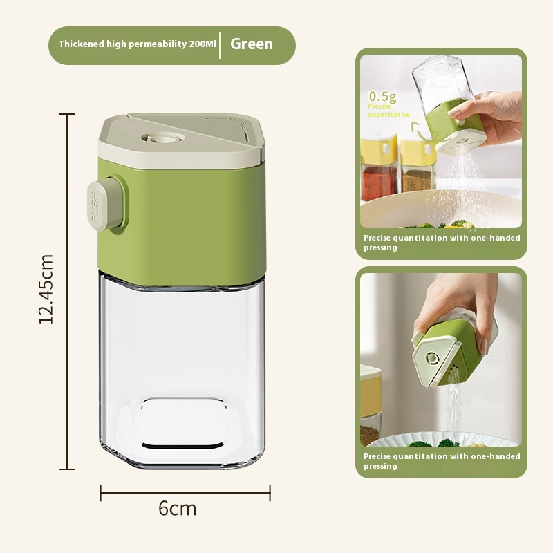 Seasoning Jar, Glass Salt Jar, Seasoning Box Sealed Kitchen Seasoning Bottle, Moisture-proof Quantitative Sugar Seasoning Bottle: green