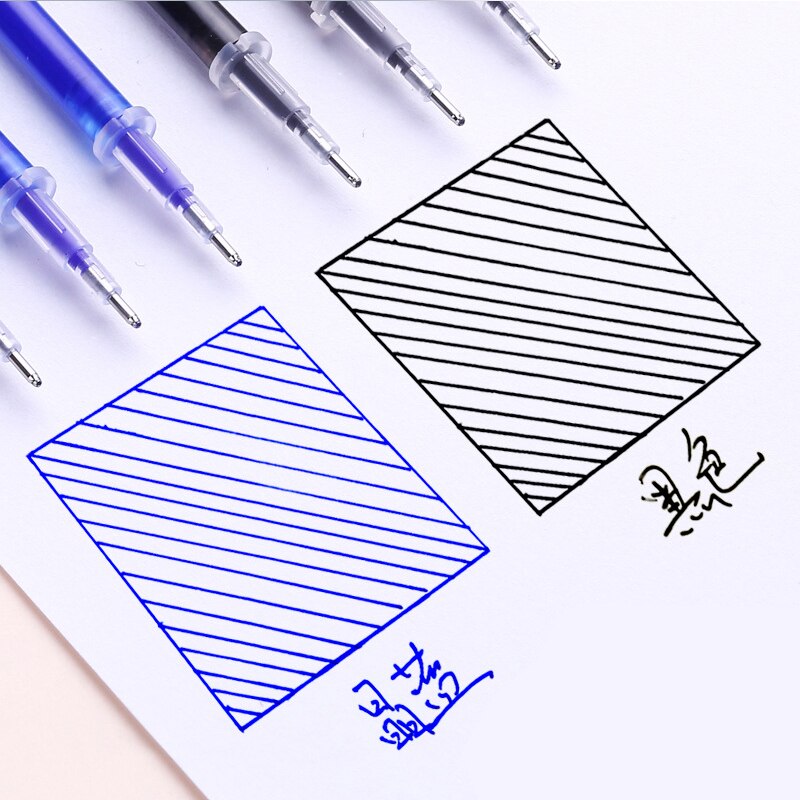 100pc/ taske blå / sort blæk sletbar gel pen genopfyldning 0.5mm sletbare penne med 1pc viskelæder sæt søde papirvarer kontor skoleartikler