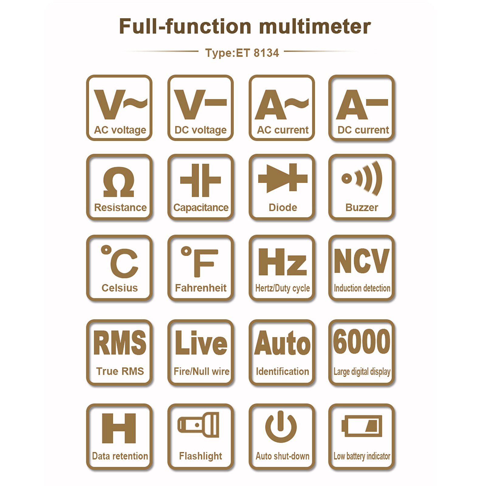 Ohmmeter Resistance Measuring LCD Multimeter Analytical Instruments Full Screen Measurement Capacitance Direct Current Voltage